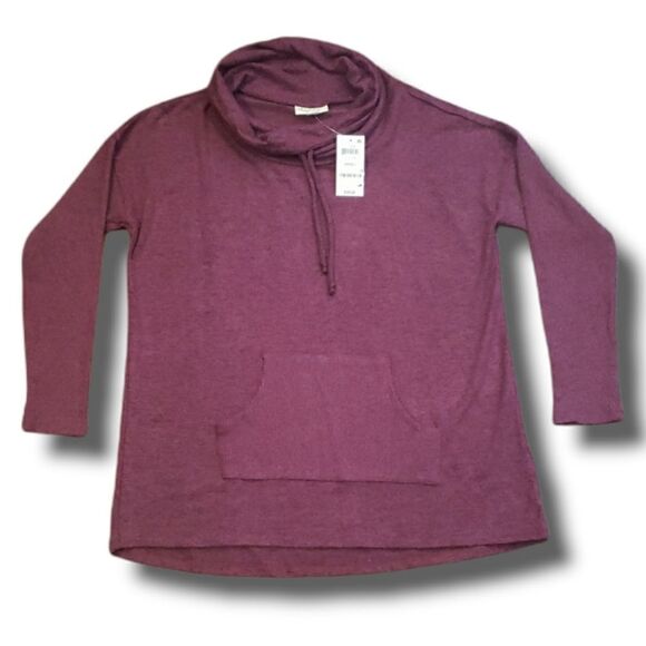 Style & Co Red Velvet Crowl Neck Front Pocket Knit Top Sz S NWT - Picture 1 of 4
